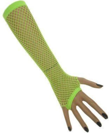 Nethandschoenen lang vingerloos fluor groen