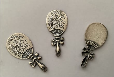 Metalen ornamenten - handspiegel - 33438 - 3 stuks