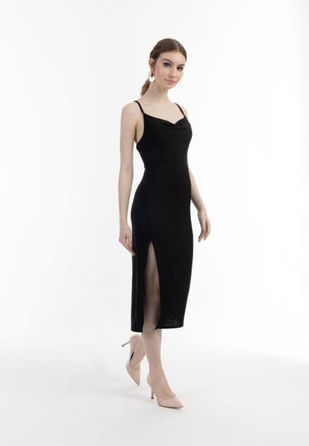 Mymo Midi-jurk met bandjes Dames zwart
