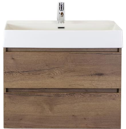 Maxx XL Badmeubelset 80 cm - Tabacco - Wastafel Kube 1 Kraangat