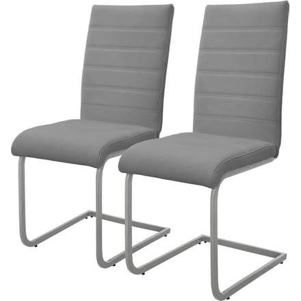 Set van 2 slede eetkamerstoelen met rugleuning grijs kunstleer bekleed ML-Design
