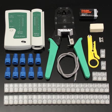 Ethernet LAN Kit câble pince à sertir de qualité Fine outil de sertissage dénudeur de fil testeur de câble RJ45 blue