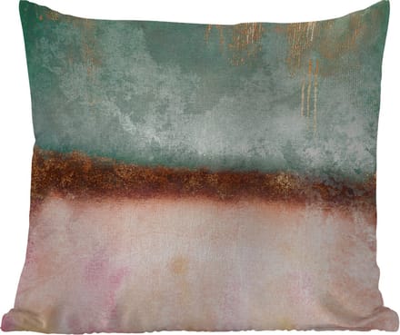 Tuinkussen - Goud - Verf - Abstract - Groen - Roze - 40x40 cm - Weerbestendig