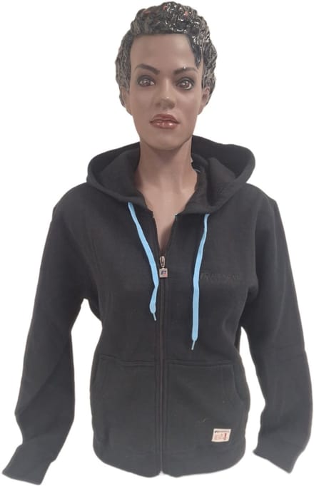 RUSSELL ATHLETIC HOODY/ LONG ZIPPER / BLACK-M