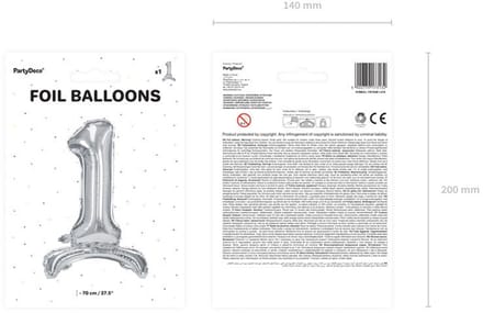 Zilver 1 staande folieballon 70cm