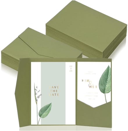 Solidchoice - 50 Stuks Sage Groene Pocketfold Enveloppen voor Kaarten