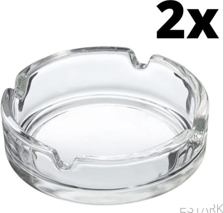 ESTARK® 2 x Asbak Glas - Standaard - Glazen Asbakken - Ashtray - Horeca - Café - 9 cm - Tafel Asbak - 2 STUKS