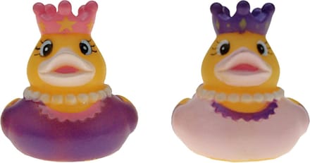 Badeendjes prinses - rubber - 2 stuks - paars en lichtroze - 5 cm - bad speelgoed
