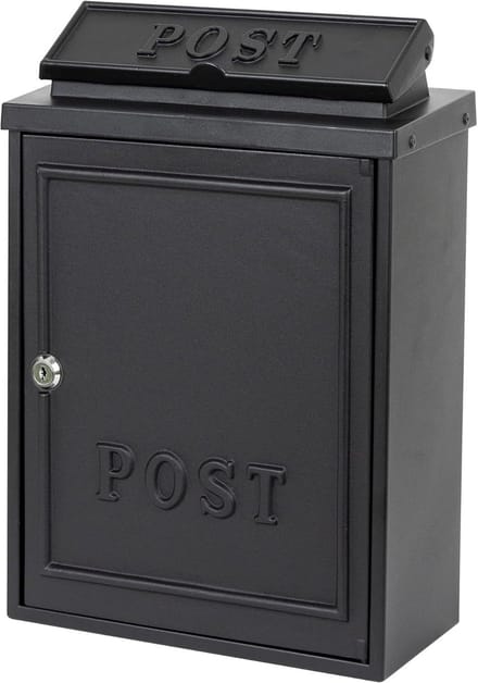 Zwarte metalen brievenbus Postbox B6