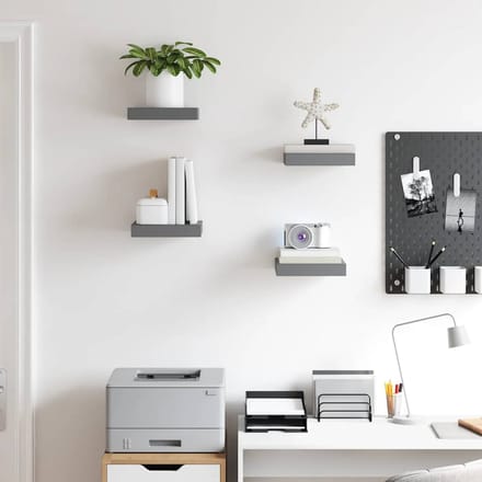 vidaXL - Wandschappen - zwevend - 4 - st - 23x23,5x3,8 - cm - MDF - hoogglans - grijs