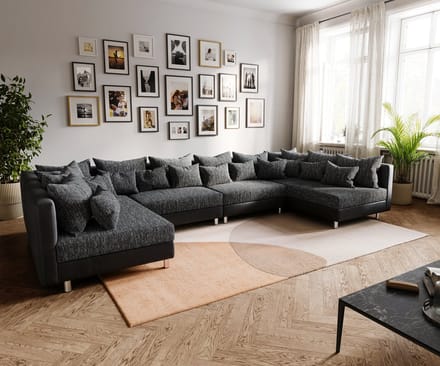 Bank Clovis XL zwart woonlandschap uitschuifbare modulebank