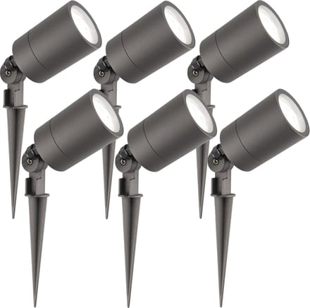 Ledvion - 6X LED Prikspots - Antraciet - IP65 - 5W - 6500K - 2M