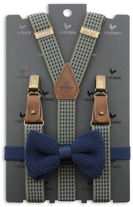 Sir Redman - Bretels met strik - bretels combi pack Mr. Dolph Dogtooth - groen / blauw