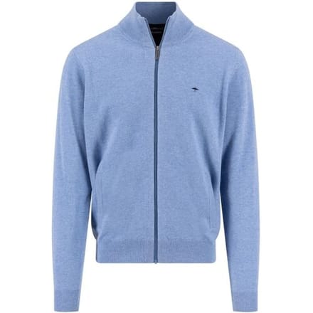 Fynch-Hatton Vest Cardigan Zip Lambswool Crystal Blue / male