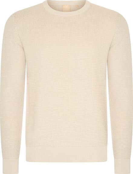 Mario Russo Waffle Pullover - Trui Heren - Sweater Heren - Beige/Ecru - M