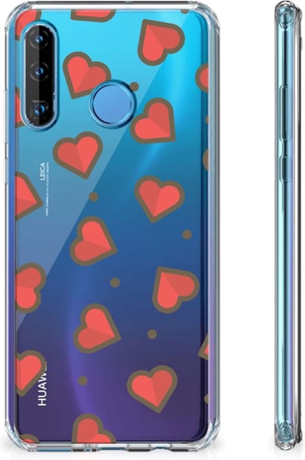 Huawei P30 Lite Doorzichtige Silicone Hoesje Hearts