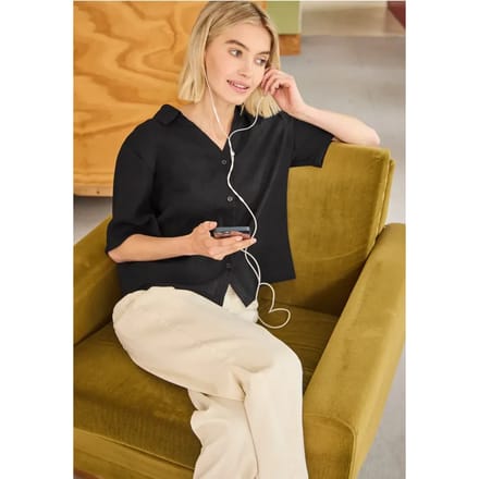 Overhemdblouse met een gekreukte textuur