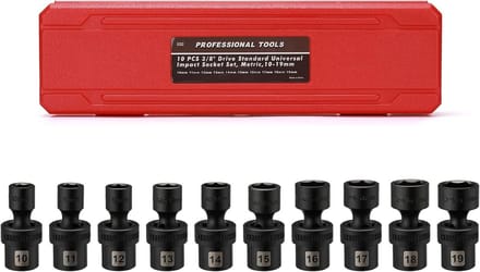 Ondiepe Universele Slagsleutel Set 3/8" Aandrijving Metrisch 6-Punts (10-19mm)