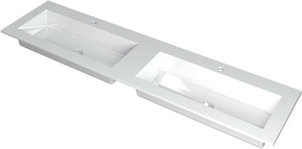 Ink Kraft dubbele meubelwastafel 180x45cm - 2 kraangaten - Polystone glans wit