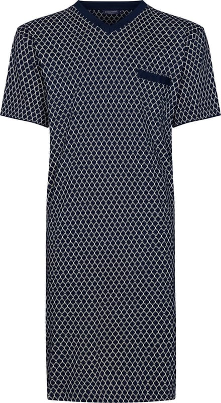 Pastunette Heren Nachthemd Graphic - Blauw - Katoen/Modal - Maat S