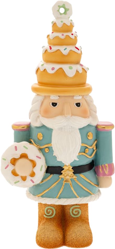 Viv! Christmas Kerstbeeld - Kerst Notenkraker met Donuts - pastel - blauw roze - 25cm