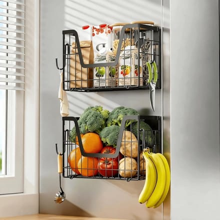 Set van 2 Magnetische Koelkastplanken voor het Opslaan van Fruit, Kruidenierswaren en Keukenaccessoires