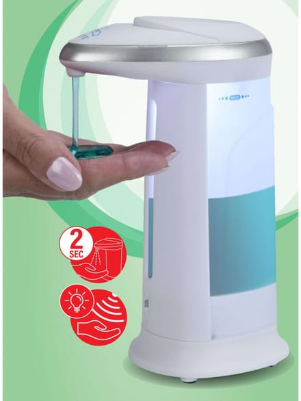 Excellent Houseware Zeeppompje/dispenser - met sensor - wit - 330 ml - navulbaar - keuken/badkamer/toilet