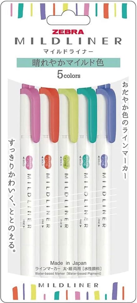 Zebra Mildliners WFT7-5C-HC-N Set van 5,   Bright Colors + Bag