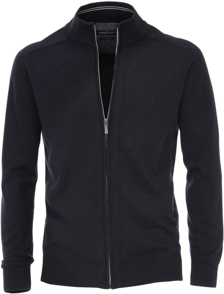 Casa Moda heren vest katoen - marine blauw (met rits)