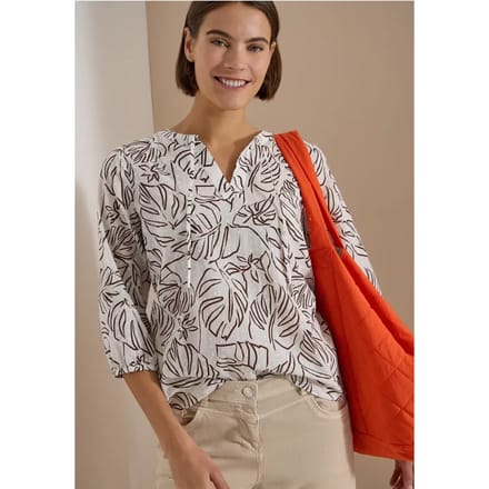 Tuniek met 3/4-mouwen en bladprint