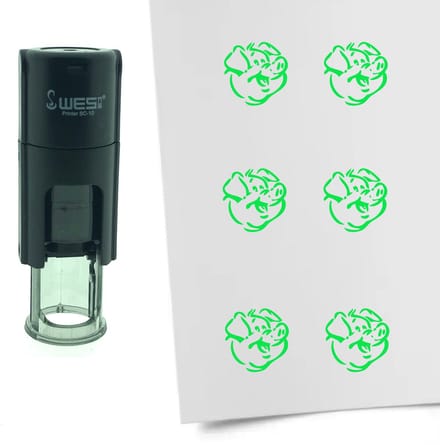 CombiCraft Stempel Varken 10mm rond - groene inkt