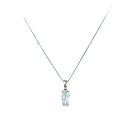 Silver Oval Single Stone Necklace