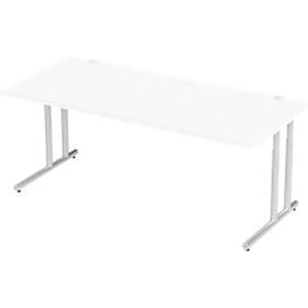 Schäfer Shop Select Desk COMBITEC, rechthoekig, C-poot, B 2000 x D 1000 x H 677-817 mm, wit/wit aluminium