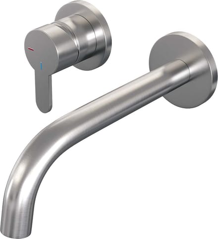 Brauer Brushed Edition inbouw wastafelmengkraan met gebogen uitloop en rozetten model D2 RVS geborsteld PVD