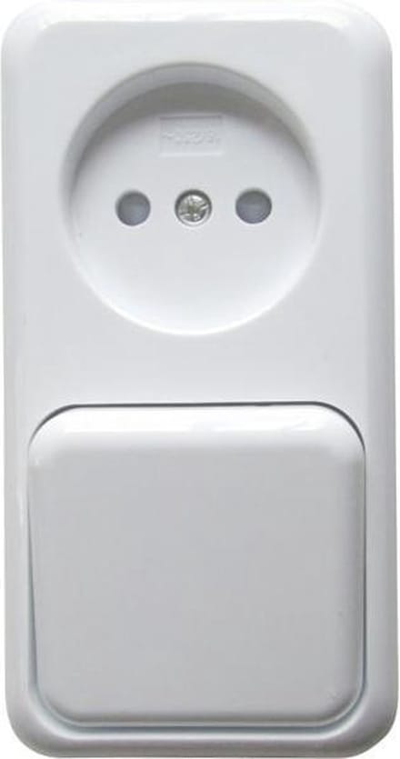 TQ4U combi wandschakelaar met stopcontact opbouw | WIT