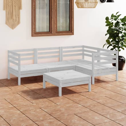 vidaXL - 5-delige - Loungeset - massief - grenenhout - wit
