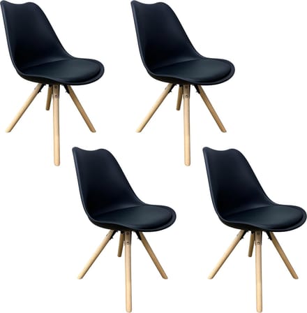 Lina® Bella Eetkamerstoelen - Set van 4 - Woonkamerstoel - Zwart