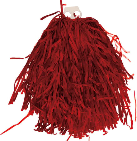 Cheerballs/pompoms - 1x - rood - met franjes en ring handgreep - 28 cm