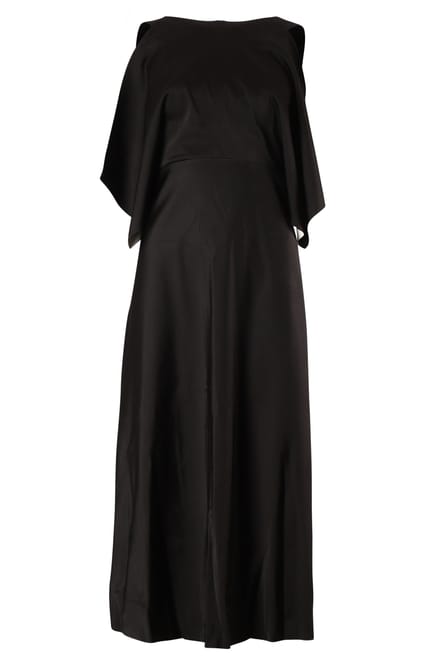 Balenciaga midi-jurk met open schouders in zwart cupro
