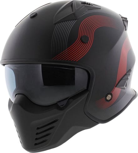 Vito Jet Bruzano helm mat zwart rood L