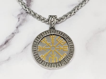 Mei's - Viking Spinning Amulet - ketting heren - RVS zilver/goud - 70 cm