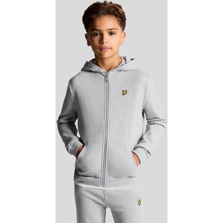 Lyle & Scott jongens Loopback katoenen hoodie met volledige rits - grijs