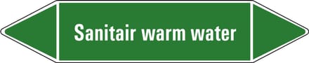 Sanitair warm water leidingmarkering op vel 75 x 17 mm - 8 per vel
