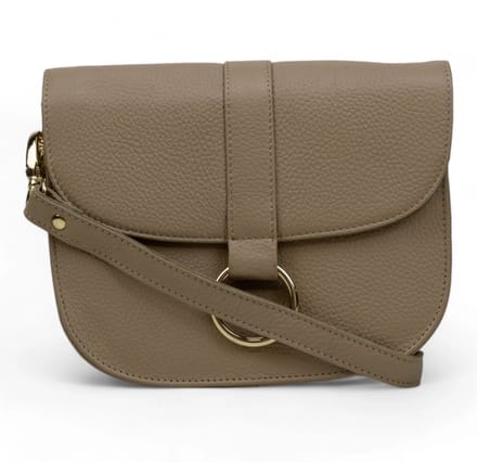 TAS - crossbody- taupe- leer -schoudertas /kleptas