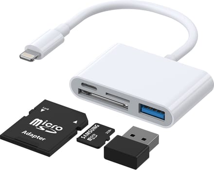 OTG Lightning-adapter - USB-A / SD / microSD Joyroom S-H142, Wit