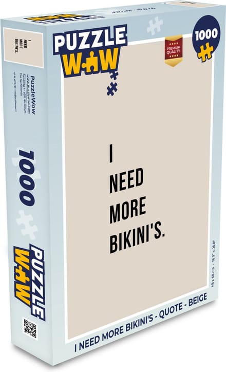 Puzzel I need more bikini's - Quote - Beige - Legpuzzel - Puzzel 1000 stukjes volwassenen