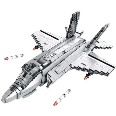 Reobrix 33021 F35 Lightning II Straaljager bouwset | Classic WW2 Army vliegtuig constructie modelbouw | Educatief militair & leger speelgoed bouwpakketten voor kinderen & volwassenen | DIY creator set geschikt voor Lego | Bouwdoos met 1600 bouwstenen