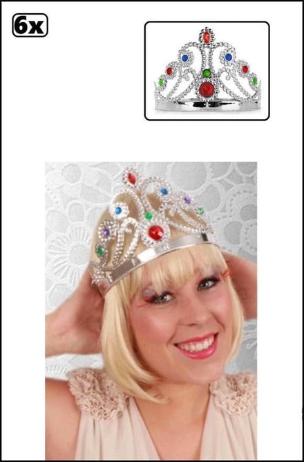 6x Tiara verstelbaar zilver