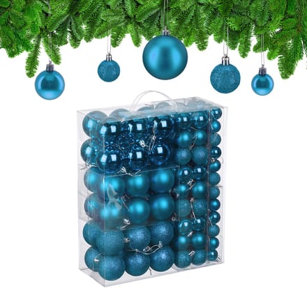 kerstballen set van 138 - plastic - Ø 3, 4, 6 cm - onbreekbaar - turquoise