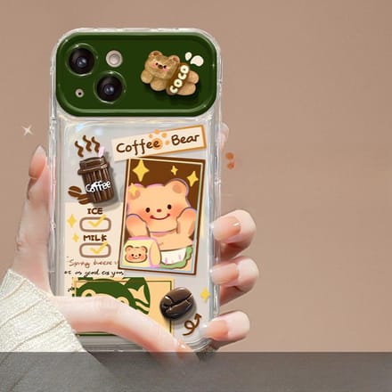 Pendentif Poupée Ours Beurre Applicable à Coque Mobile Apple 15promax IPhone 14 Miroir Rabattable XS Transparent iPhone 6s Plus white